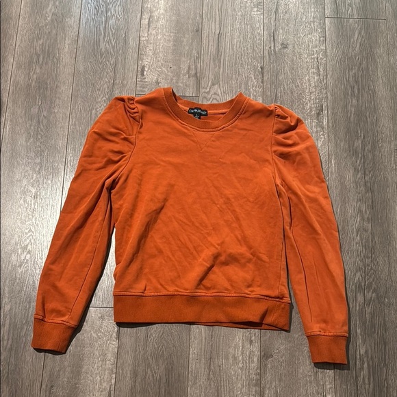 Cynthia Rowley burnt orange puff sleeve sweatshirt top L - Picture 1 of 3